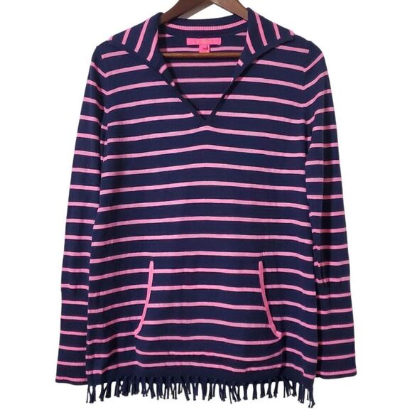 Lilly Pulitzer Maritime Stripe Fringe Sweater Size S Coolmax Pullover  Womens - Picture 1 of 10